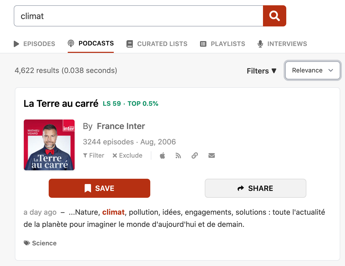 R&eacute;sultat de recherche pour climat dans Listen Notes