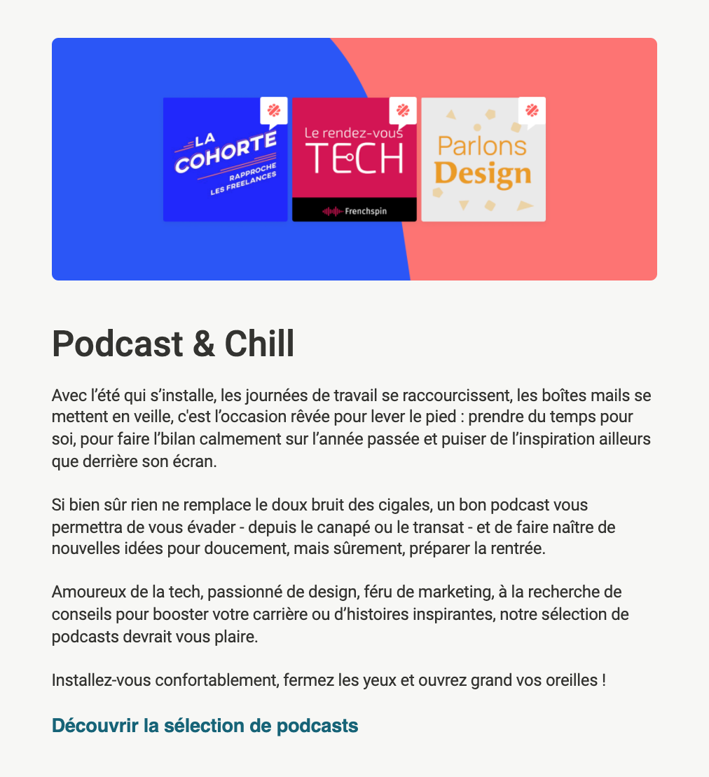 Newsletter envoy&eacute; par Malt sur le podcast