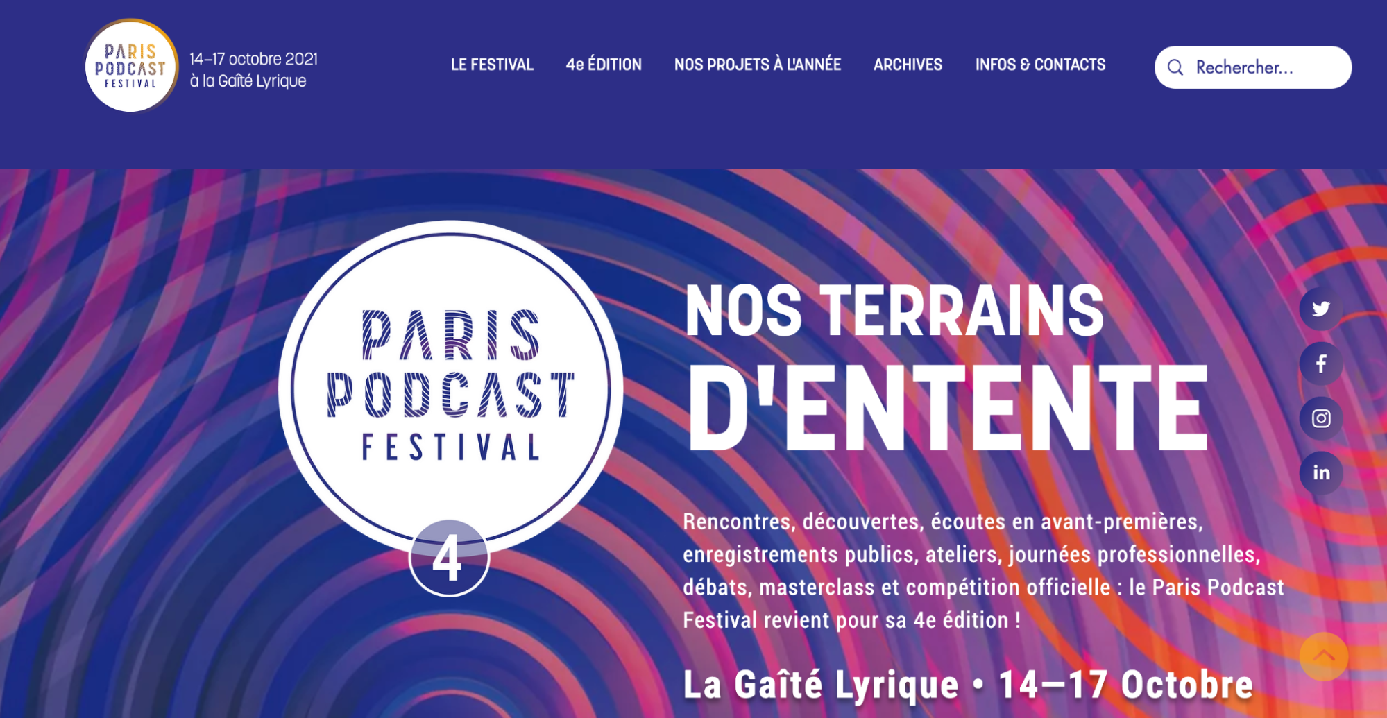 Page d'accueil du site Paris Podcast Festival