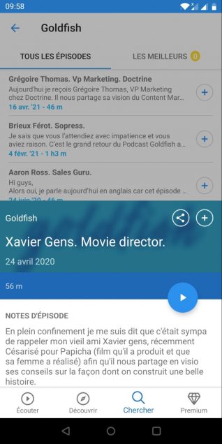 Épisode du podcast Goldfish dans The Podcast App